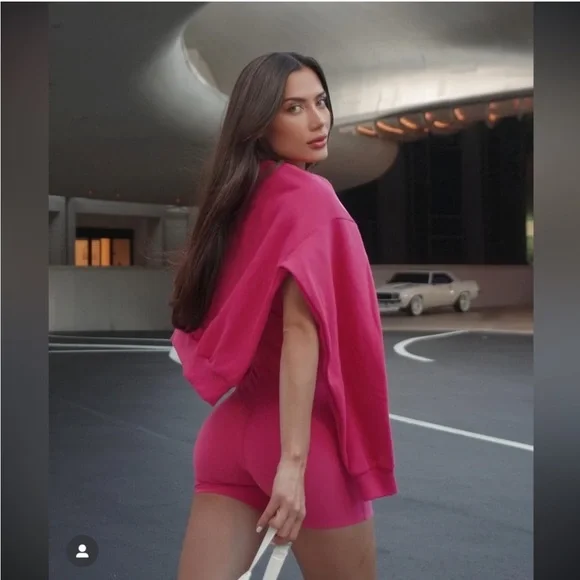 ALO Yoga Alosoft Suns Out Onesie Pink Summer Crush